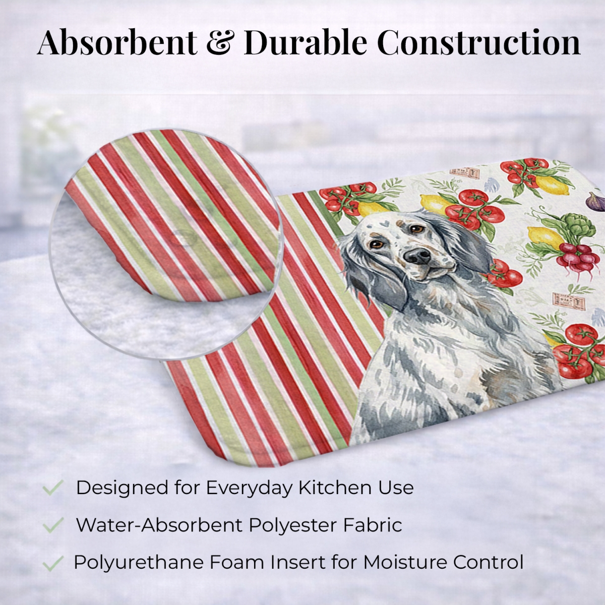 Picture of Carolines Treasures WDK8227DDM 21 x 14 in. Blue Belton English Setter Vegetables Dish Drying Mat