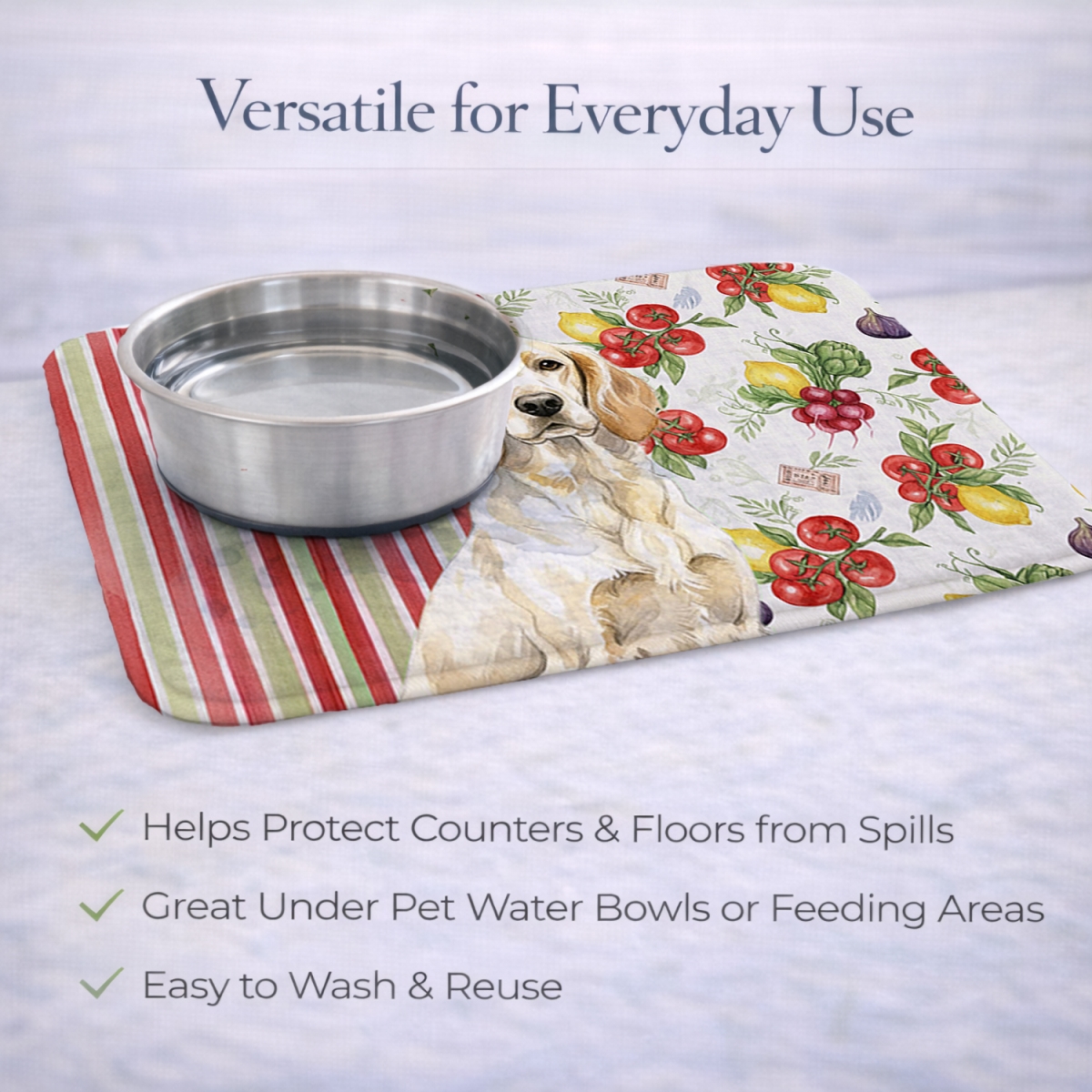 Picture of Carolines Treasures WDK8228DDM 21 x 14 in. Lemon Belton English Setter Vegetables Dish Drying Mat
