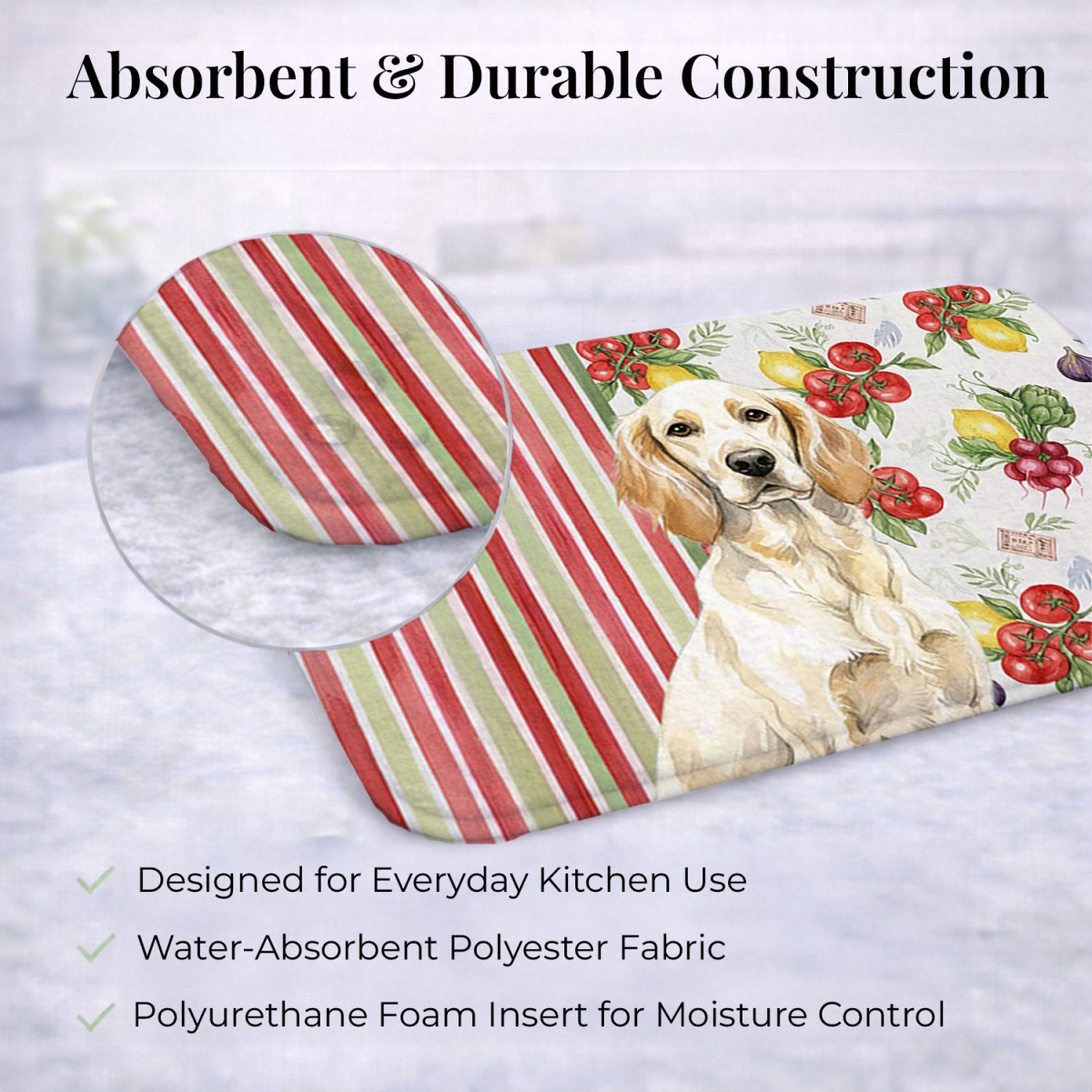 Picture of Carolines Treasures WDK8228DDM 21 x 14 in. Lemon Belton English Setter Vegetables Dish Drying Mat