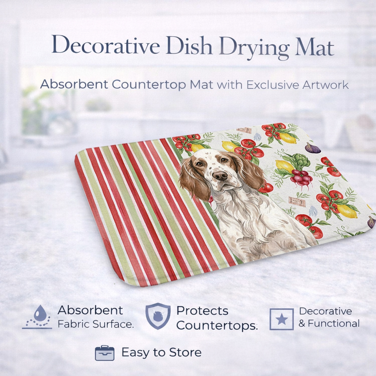 Picture of Carolines Treasures WDK8229DDM 21 x 14 in. Liver Belton English Setter Vegetables Dish Drying Mat