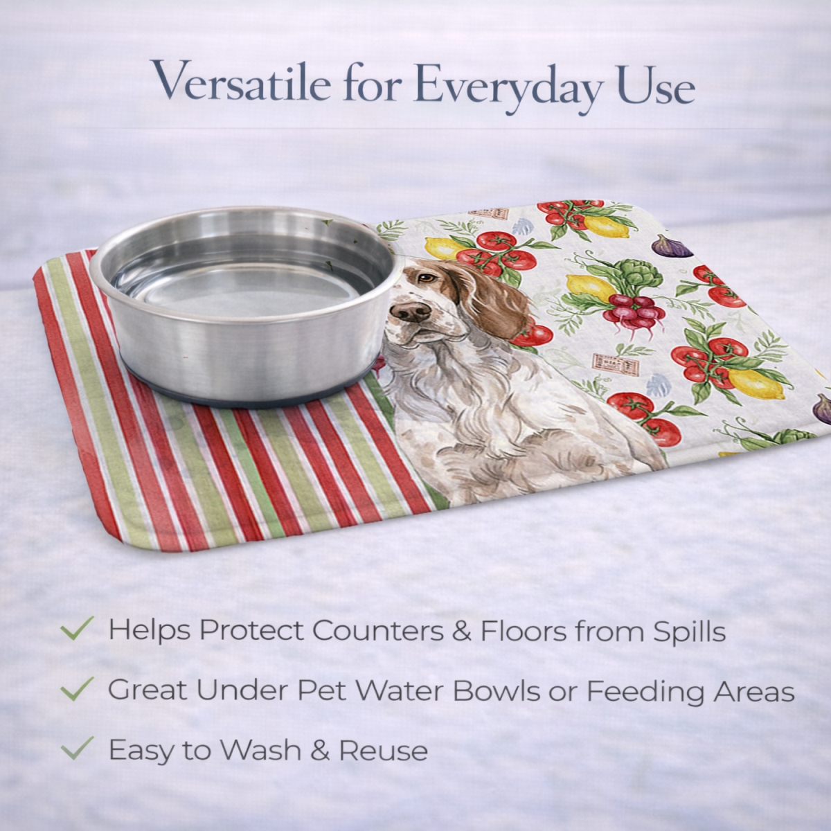 Picture of Carolines Treasures WDK8229DDM 21 x 14 in. Liver Belton English Setter Vegetables Dish Drying Mat