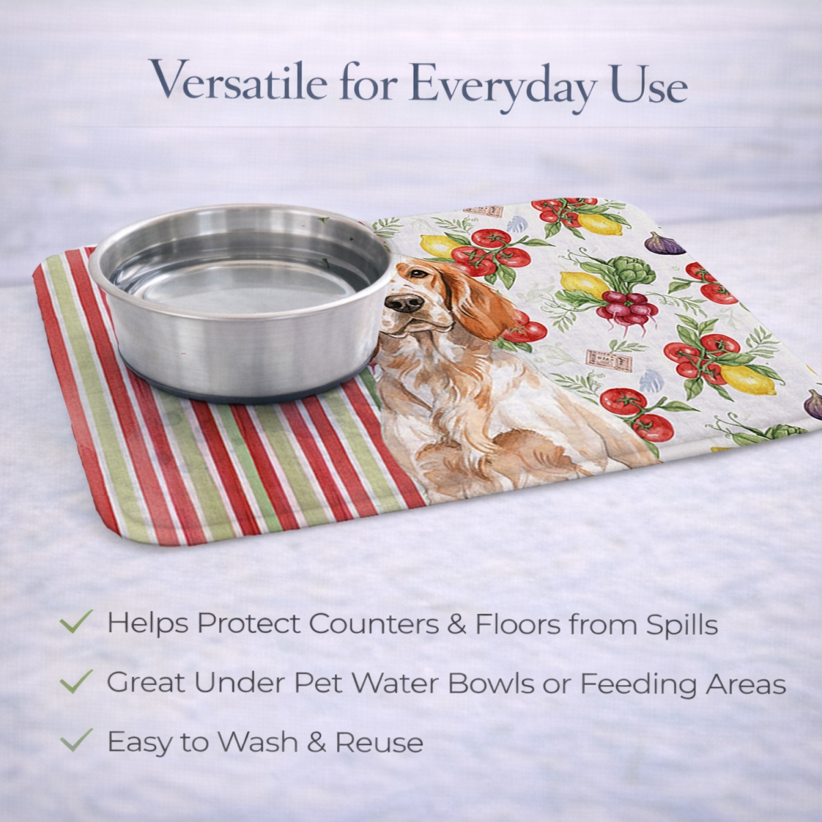 Picture of Carolines Treasures WDK8230DDM 21 x 14 in. Orange Belton English Setter Vegetables Dish Drying Mat
