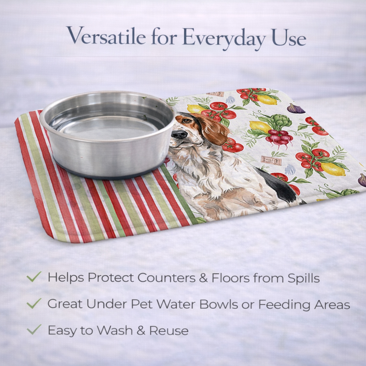Picture of Carolines Treasures WDK8231DDM 21 x 14 in. Tricolor English Setter Vegetables Dish Drying Mat