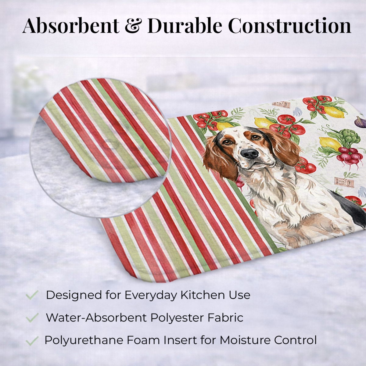Picture of Carolines Treasures WDK8231DDM 21 x 14 in. Tricolor English Setter Vegetables Dish Drying Mat