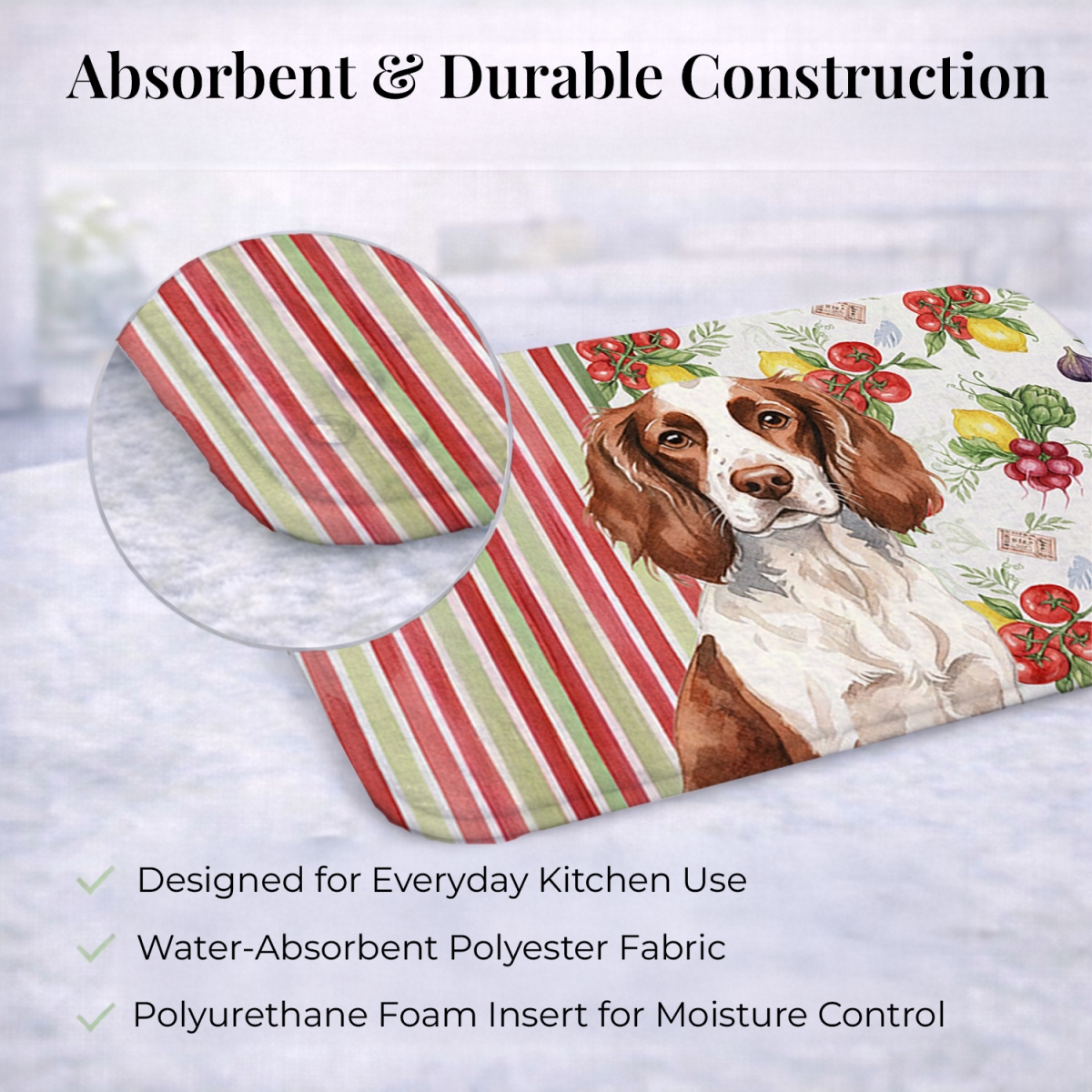 Picture of Carolines Treasures WDK8233DDM 21 x 14 in. Liver & White English Springer Spaniel Vegetables Dish Drying Mat