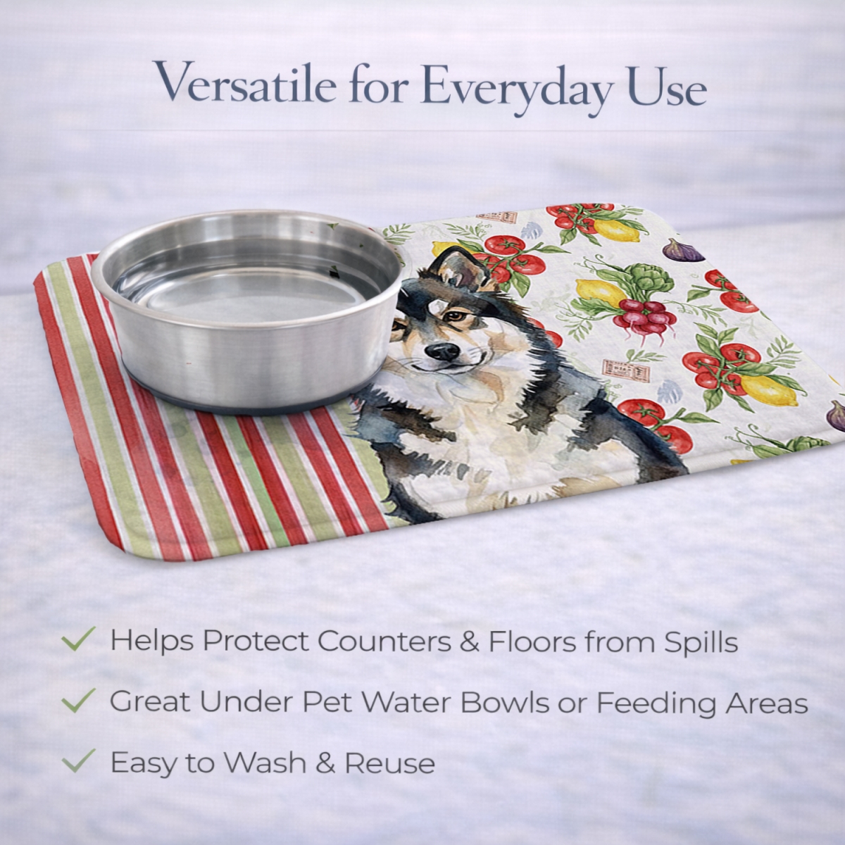 Picture of Carolines Treasures WDK8237DDM 21 x 14 in. Finnish Lapphund Vegetables Dish Drying Mat