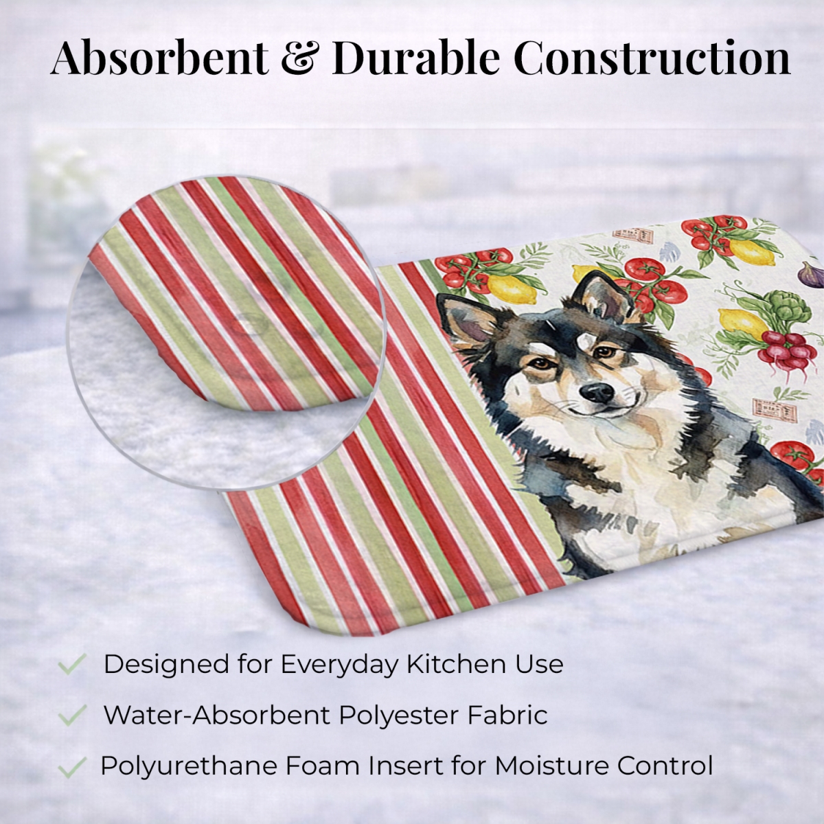 Picture of Carolines Treasures WDK8237DDM 21 x 14 in. Finnish Lapphund Vegetables Dish Drying Mat