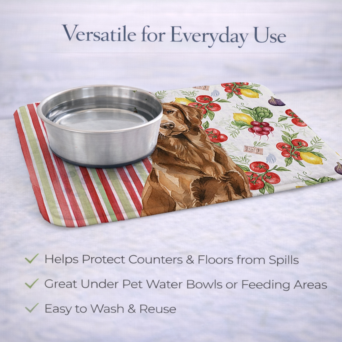 Picture of Carolines Treasures WDK8239DDM 21 x 14 in. Liver Flat-Coated Retriever Vegetables Dish Drying Mat