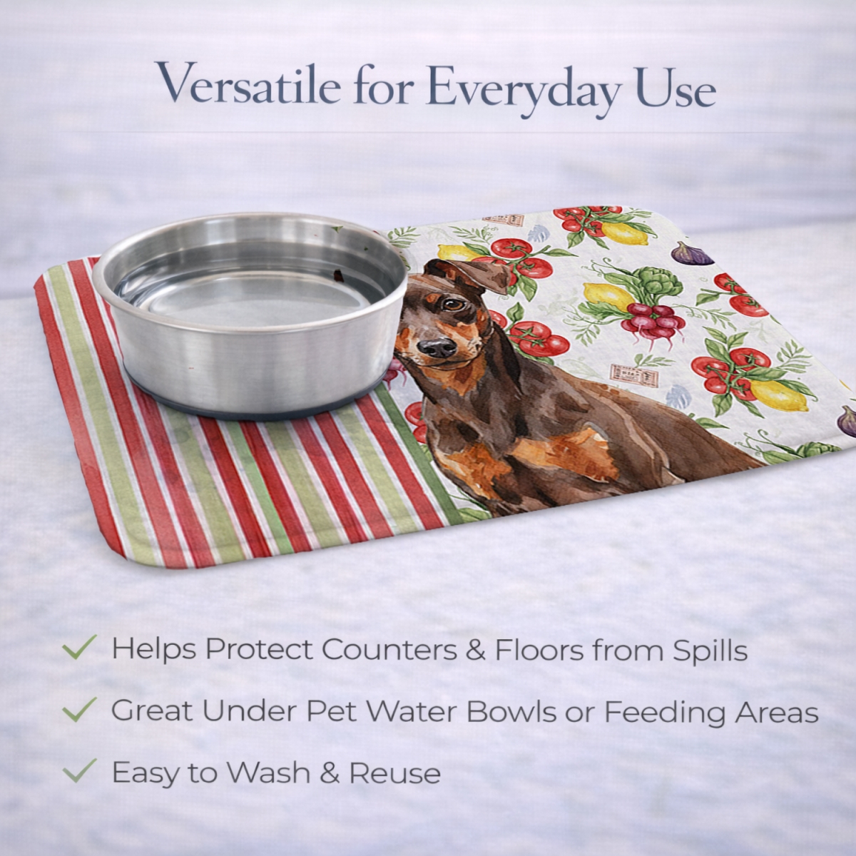 Picture of Carolines Treasures WDK8314DDM 21 x 14 in. Chocolate & Rust Miniature Pinscher Min Pin Vegetables Dish Drying Mat