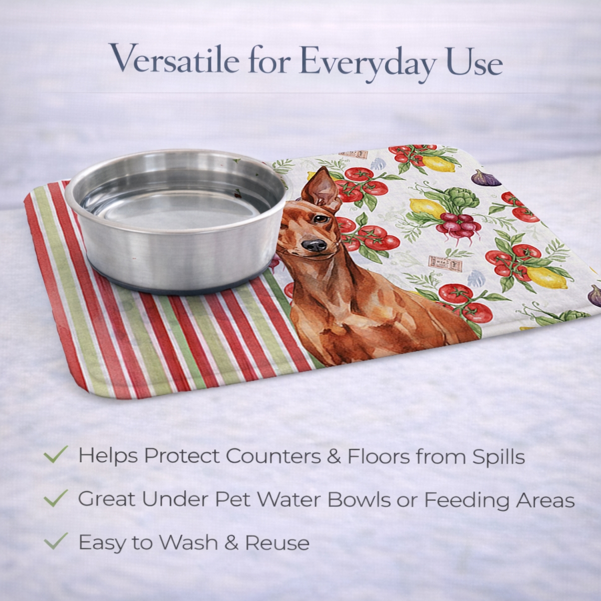 Picture of Carolines Treasures WDK8316DDM 21 x 14 in. Red Miniature Pinscher Min Pin Vegetables Dish Drying Mat