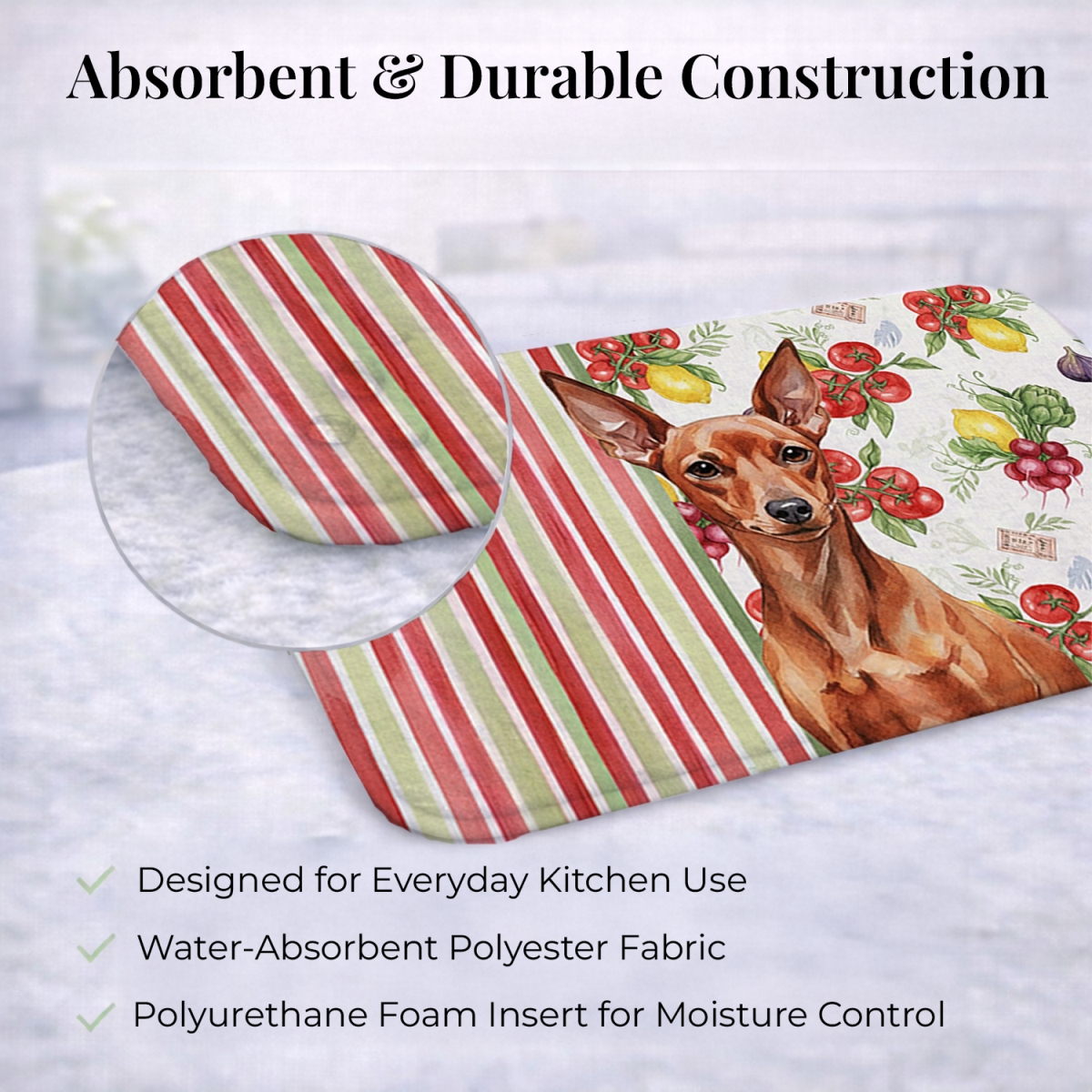 Picture of Carolines Treasures WDK8316DDM 21 x 14 in. Red Miniature Pinscher Min Pin Vegetables Dish Drying Mat