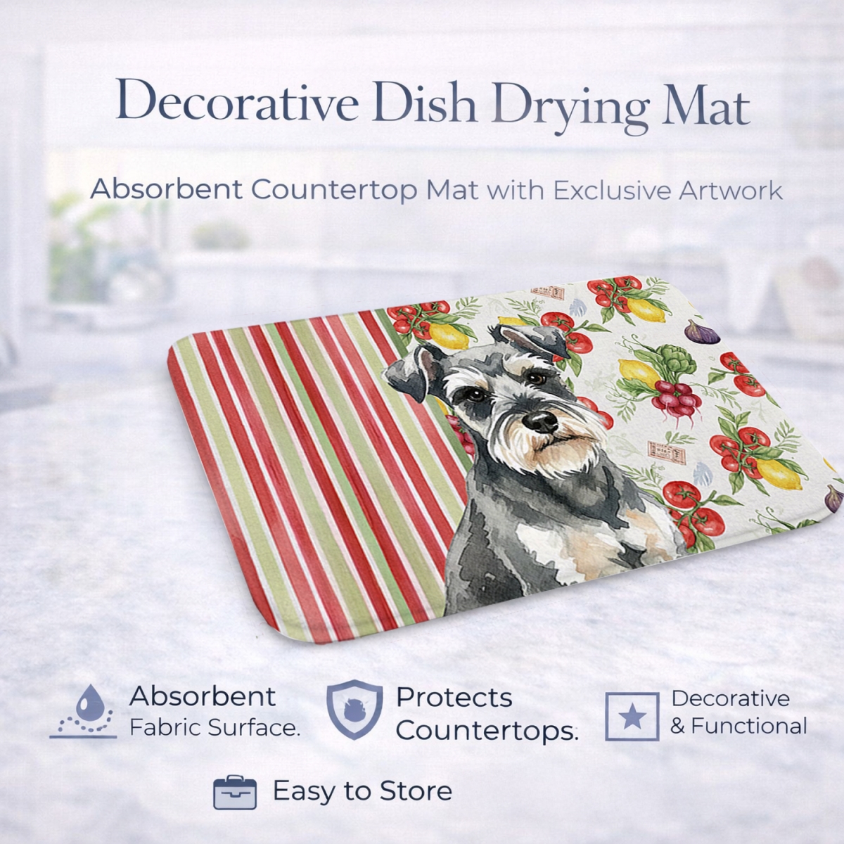 Picture of Carolines Treasures WDK8319DDM 21 x 14 in. Miniature Schnauzer Vegetables Dish Drying Mat