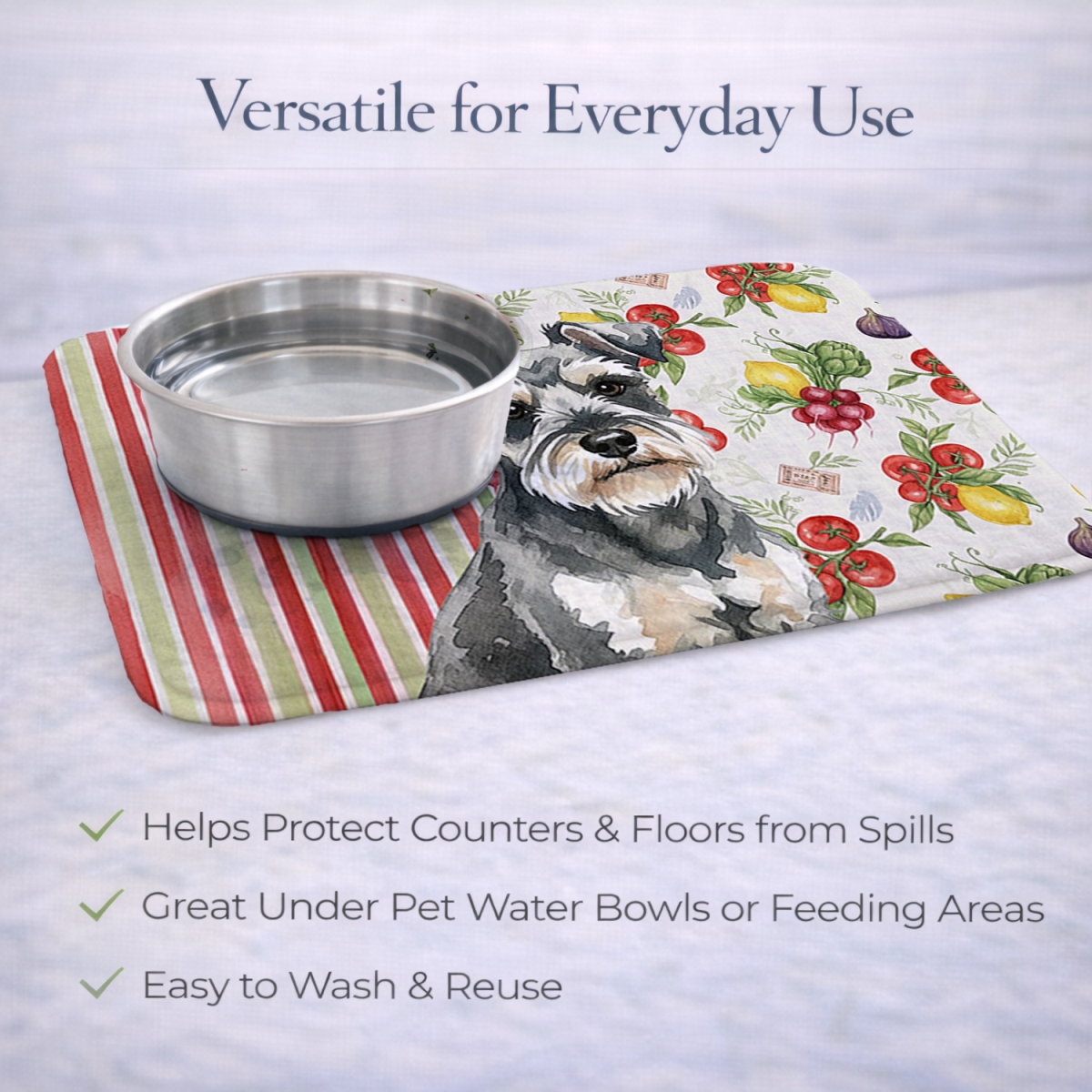 Picture of Carolines Treasures WDK8319DDM 21 x 14 in. Miniature Schnauzer Vegetables Dish Drying Mat