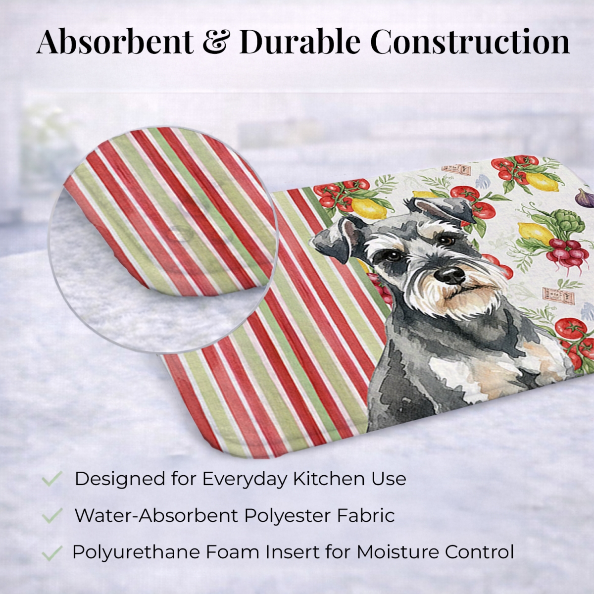 Picture of Carolines Treasures WDK8319DDM 21 x 14 in. Miniature Schnauzer Vegetables Dish Drying Mat