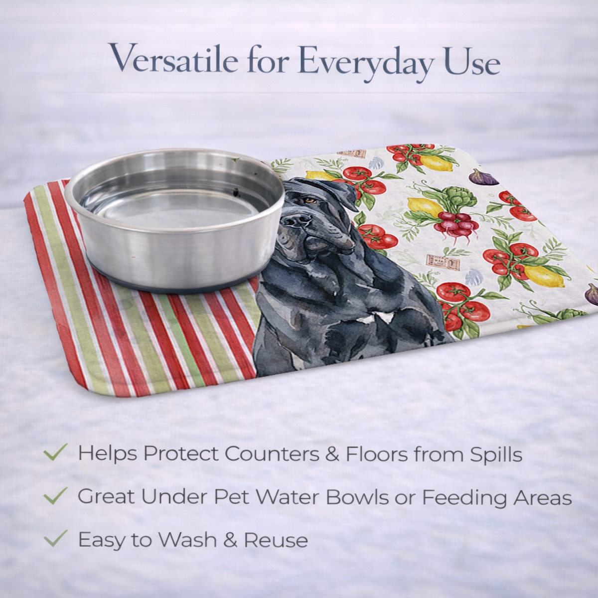 Picture of Carolines Treasures WDK8321DDM 21 x 14 in. Black Neapolitan Mastiff Vegetables Dish Drying Mat