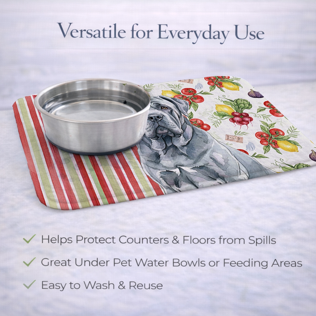Picture of Carolines Treasures WDK8322DDM 21 x 14 in. Blue Neapolitan Mastiff Vegetables Dish Drying Mat