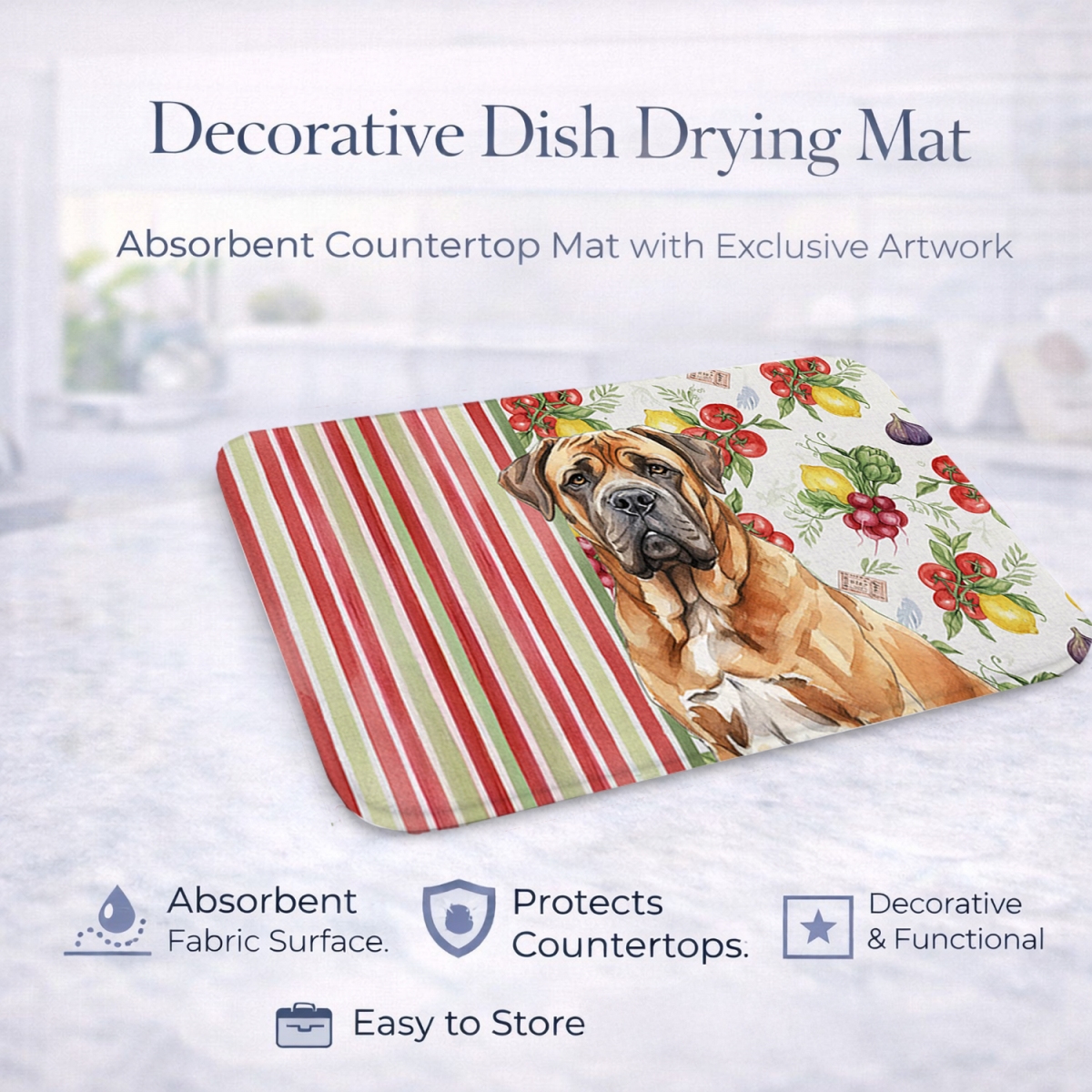 Picture of Carolines Treasures WDK8323DDM 21 x 14 in. Neapolitan Mastiff Vegetables Dish Drying Mat