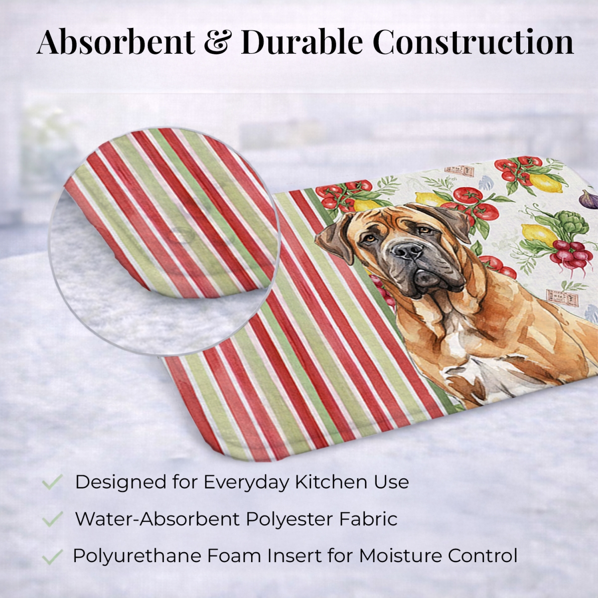 Picture of Carolines Treasures WDK8323DDM 21 x 14 in. Neapolitan Mastiff Vegetables Dish Drying Mat