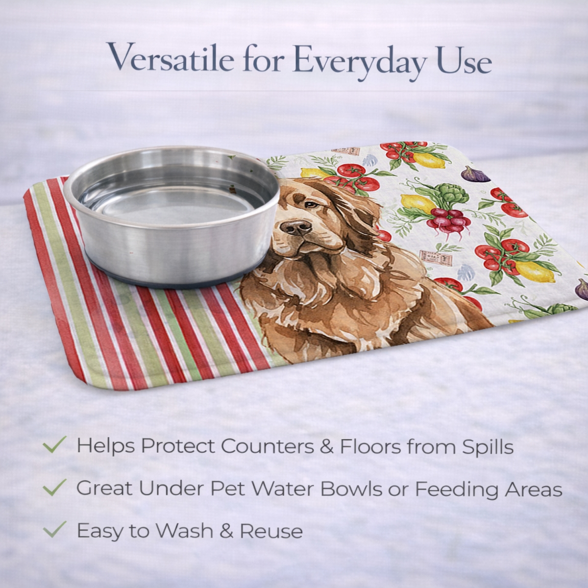 Picture of Carolines Treasures WDK8325DDM 21 x 14 in. Brown  foundland Vegetables Dish Drying Mat