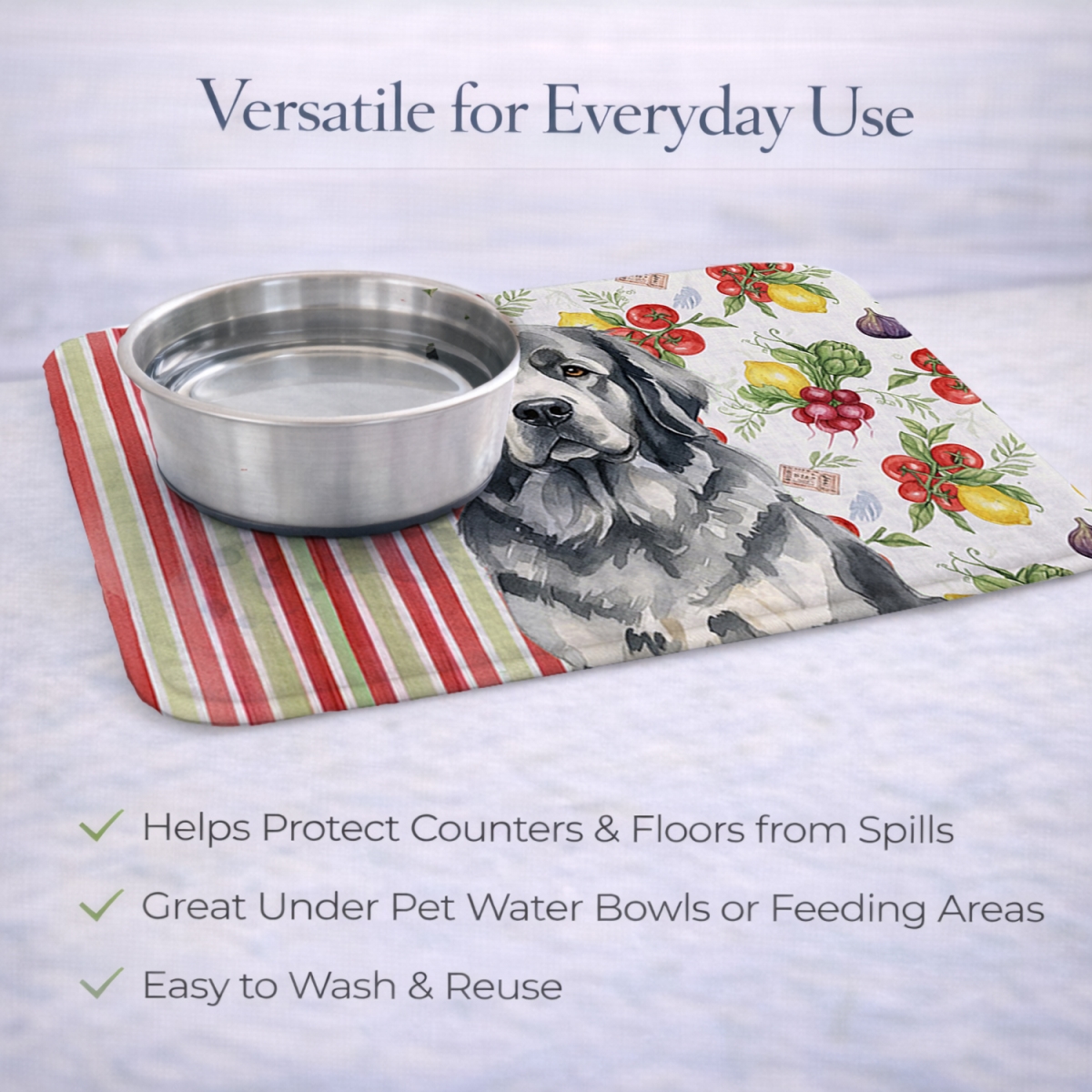 Picture of Carolines Treasures WDK8326DDM 21 x 14 in. Gray  foundland Vegetables Dish Drying Mat