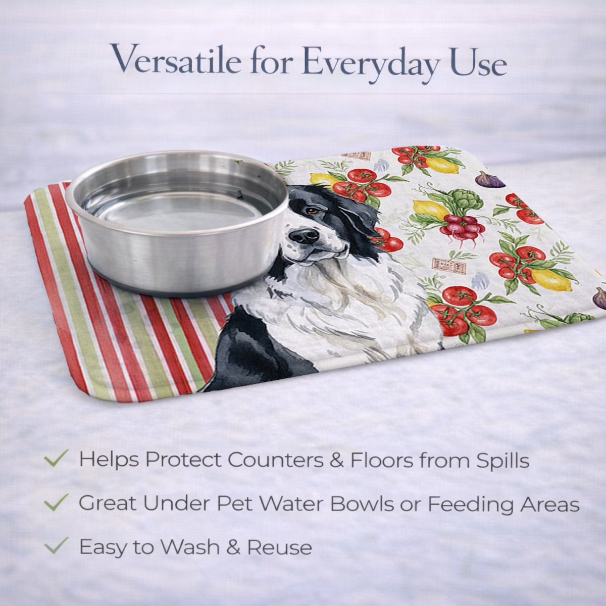 Picture of Carolines Treasures WDK8327DDM 21 x 14 in. Landseer  foundland Vegetables Dish Drying Mat