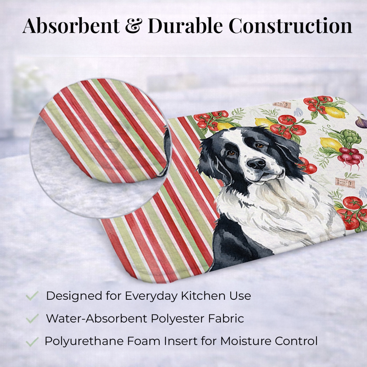Picture of Carolines Treasures WDK8327DDM 21 x 14 in. Landseer  foundland Vegetables Dish Drying Mat