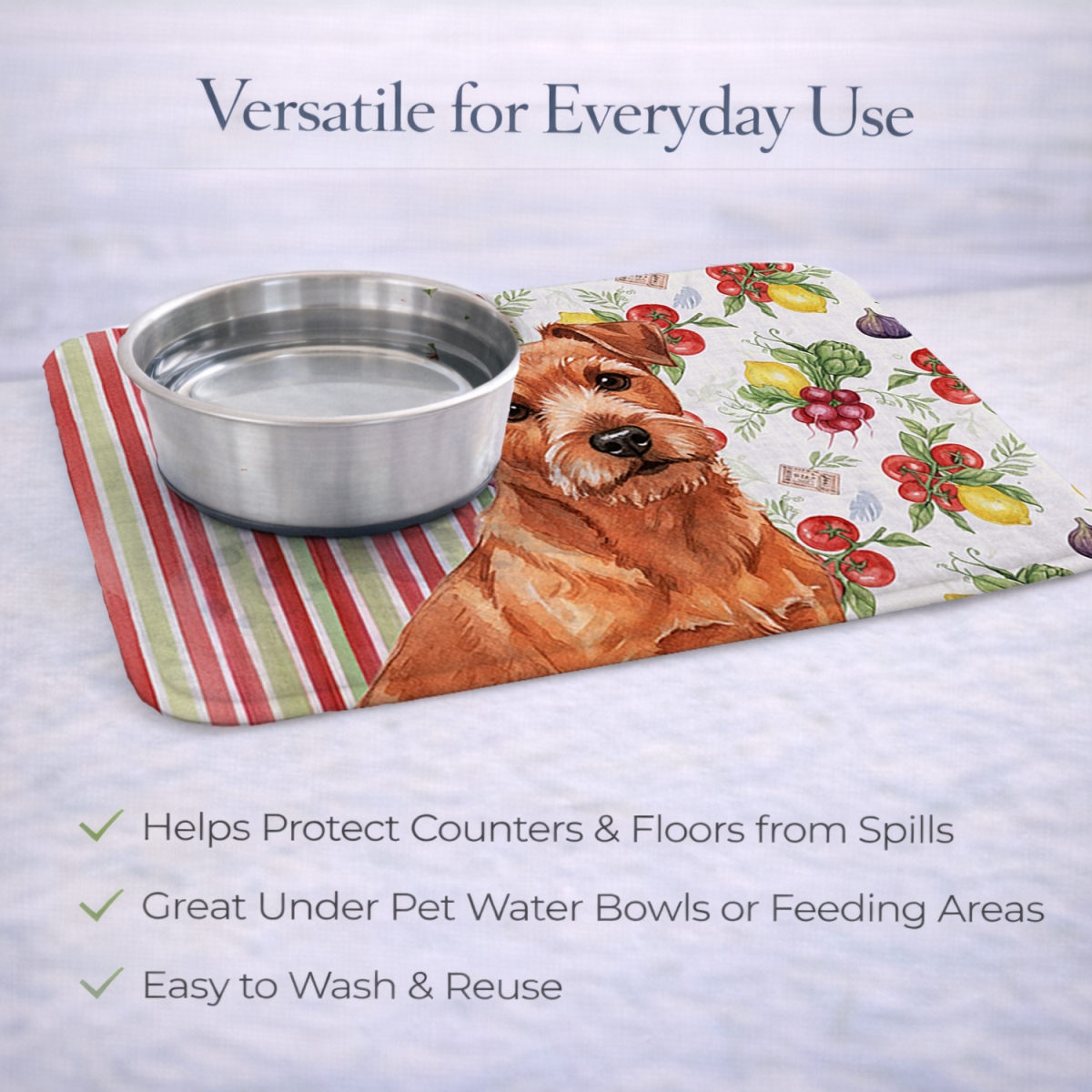 Picture of Carolines Treasures WDK8330DDM 21 x 14 in. Red Norfolk Terrier Vegetables Dish Drying Mat