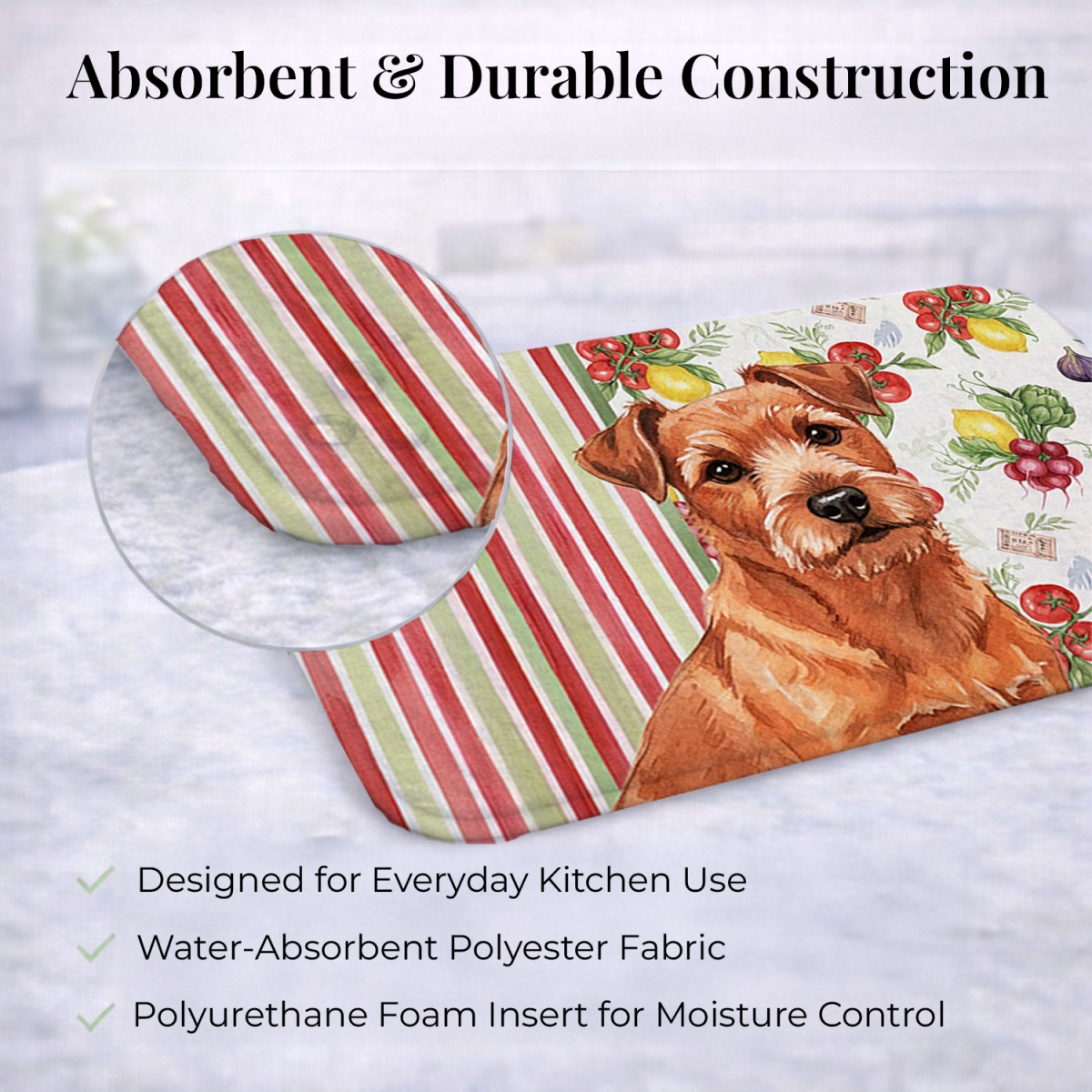 Picture of Carolines Treasures WDK8330DDM 21 x 14 in. Red Norfolk Terrier Vegetables Dish Drying Mat