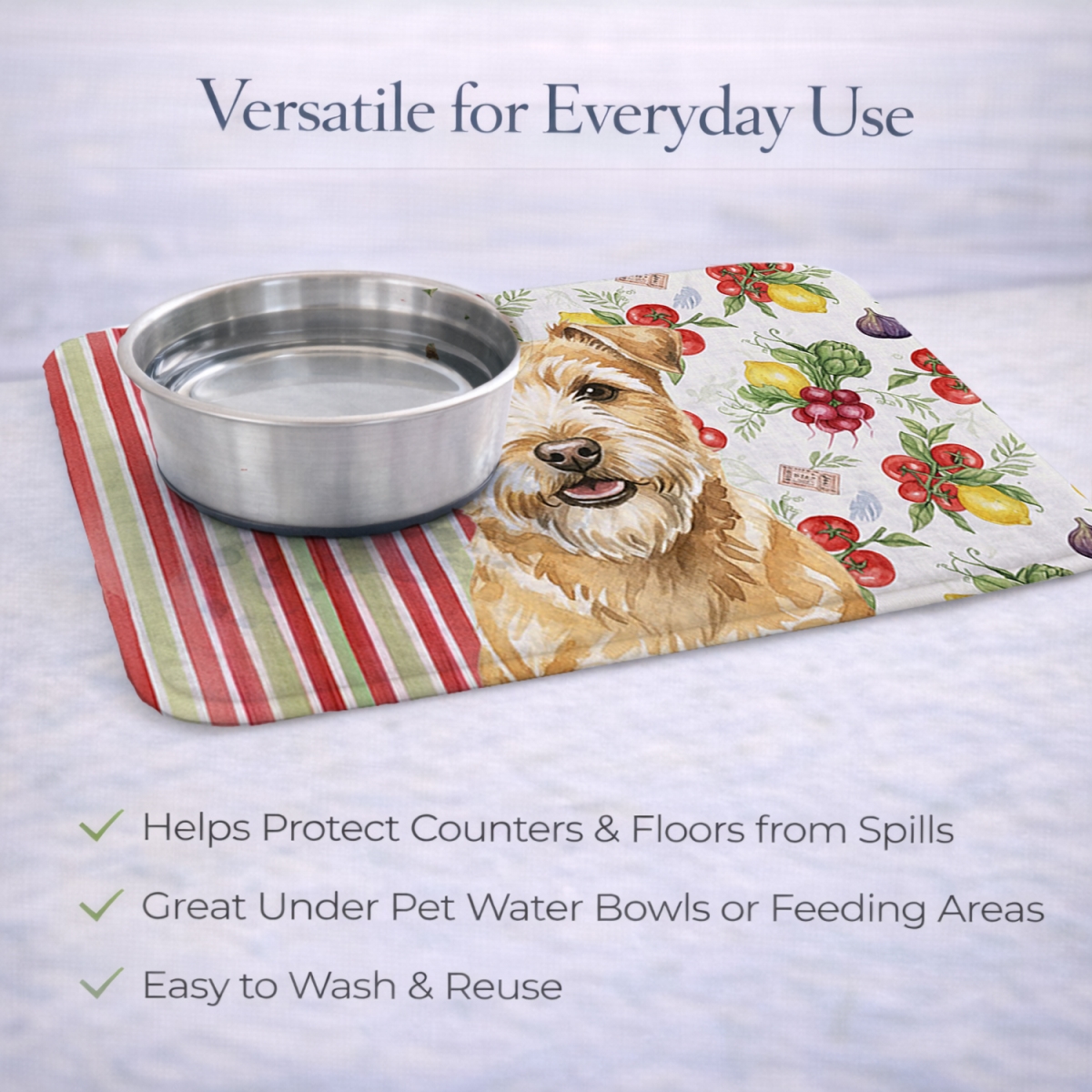 Picture of Carolines Treasures WDK8331DDM 21 x 14 in. Wheaten Norfolk Terrier Vegetables Dish Drying Mat