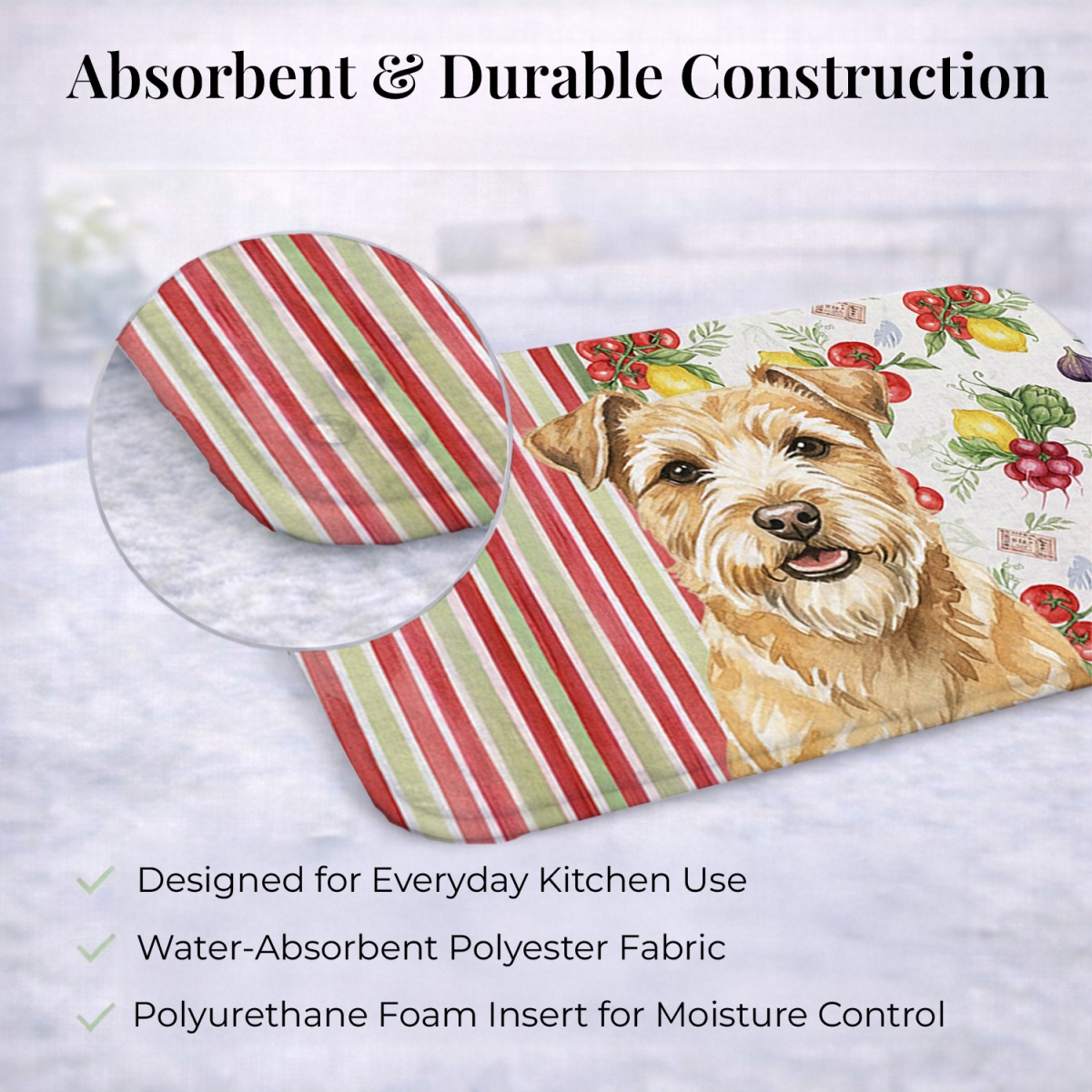 Picture of Carolines Treasures WDK8331DDM 21 x 14 in. Wheaten Norfolk Terrier Vegetables Dish Drying Mat