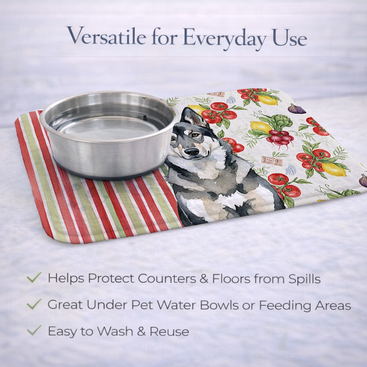 Picture of Carolines Treasures WDK8332DDM 21 x 14 in. Norwegian Elkhound Vegetables Dish Drying Mat
