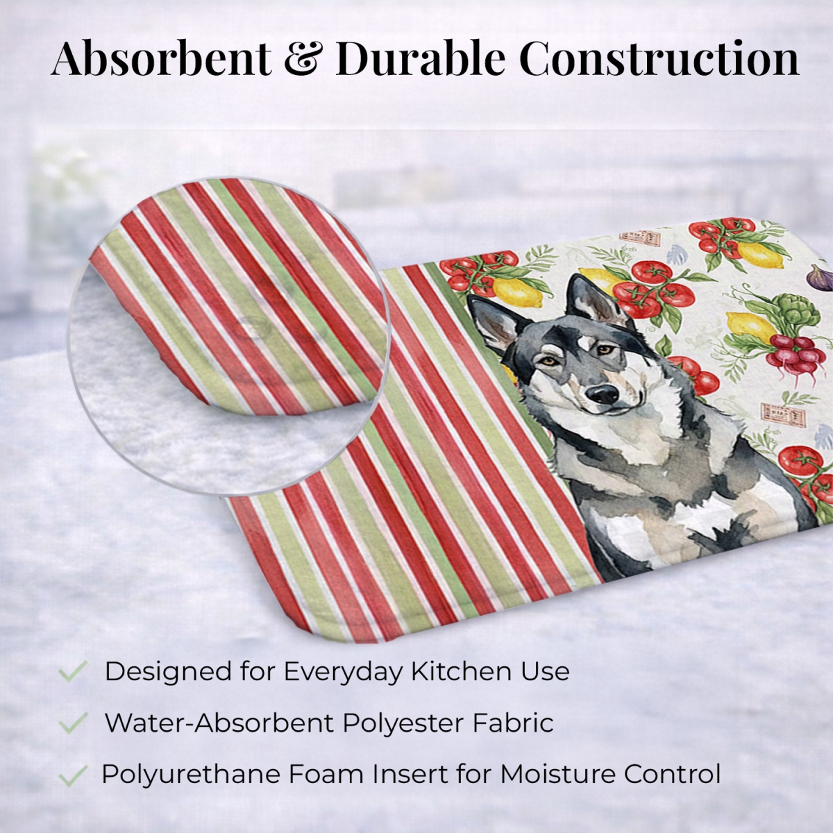 Picture of Carolines Treasures WDK8332DDM 21 x 14 in. Norwegian Elkhound Vegetables Dish Drying Mat