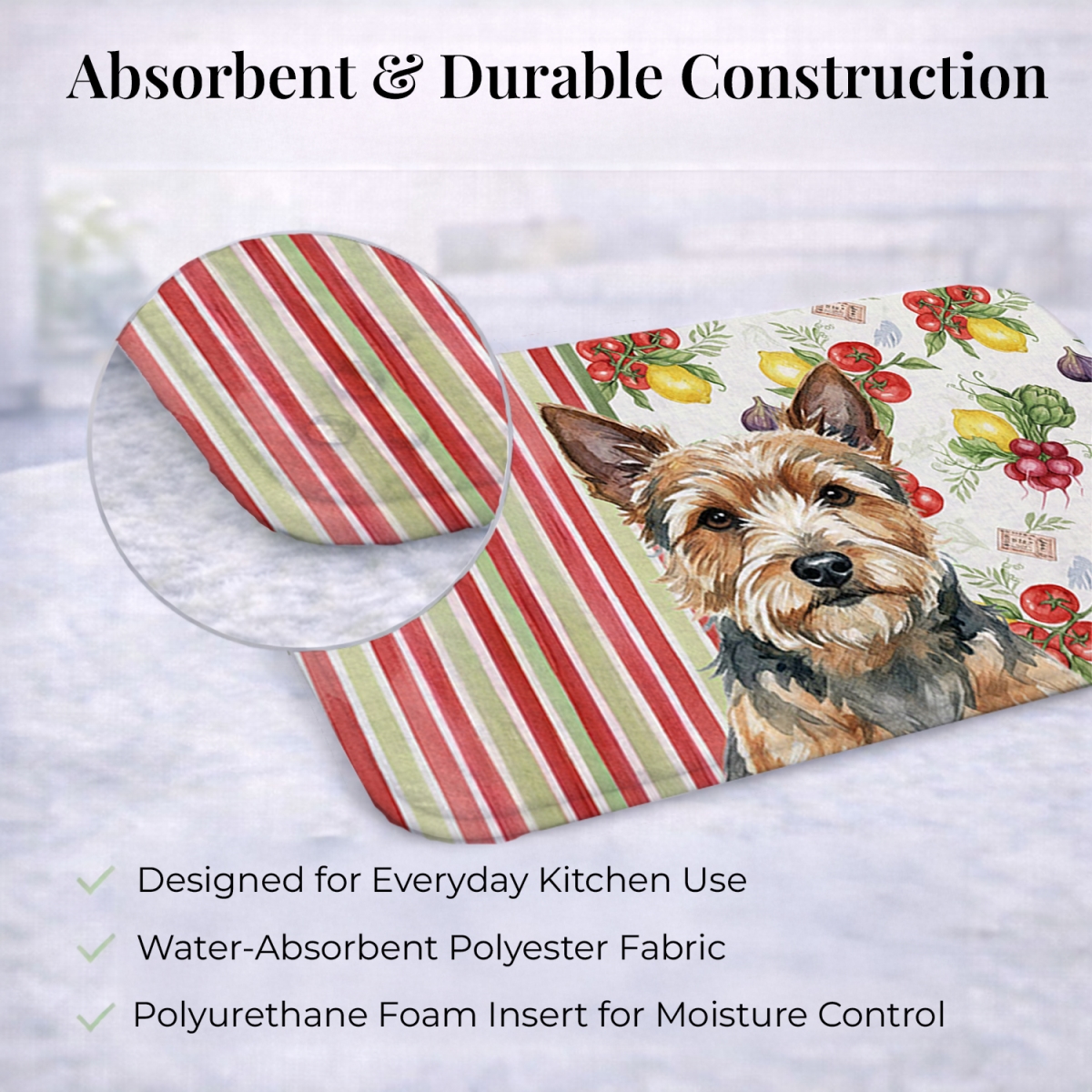 Picture of Carolines Treasures WDK8333DDM 21 x 14 in. Norwich Terrier Vegetables Dish Drying Mat