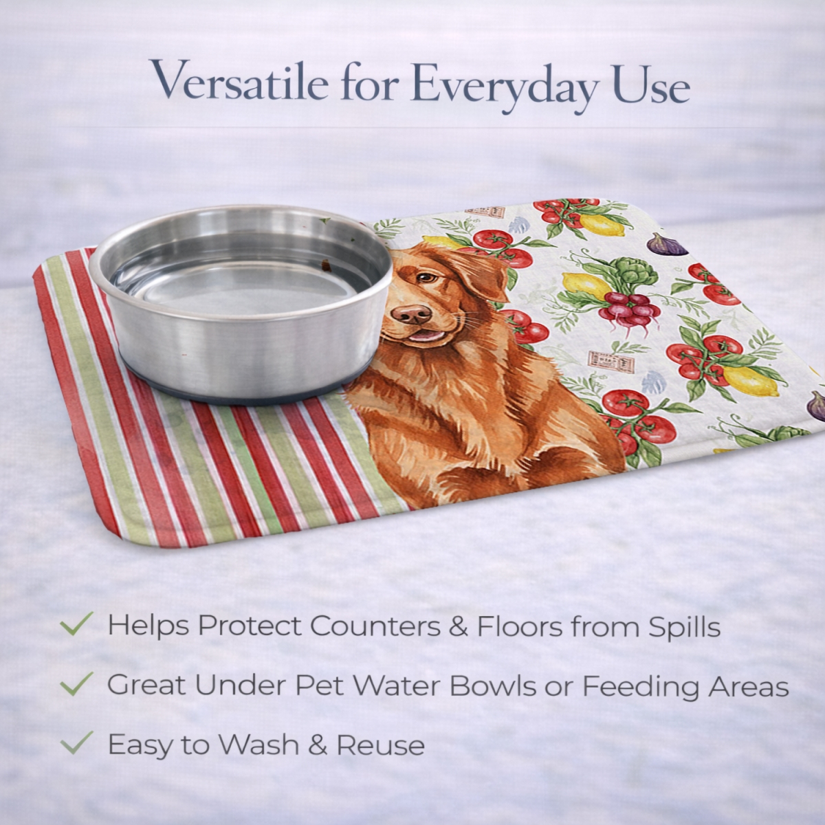Picture of Carolines Treasures WDK8334DDM 21 x 14 in. Copper Nova Scotia Duck Tolling Retriever Vegetables Dish Drying Mat
