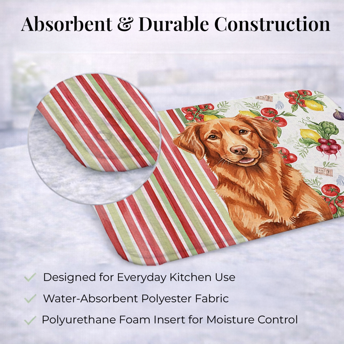 Picture of Carolines Treasures WDK8334DDM 21 x 14 in. Copper Nova Scotia Duck Tolling Retriever Vegetables Dish Drying Mat