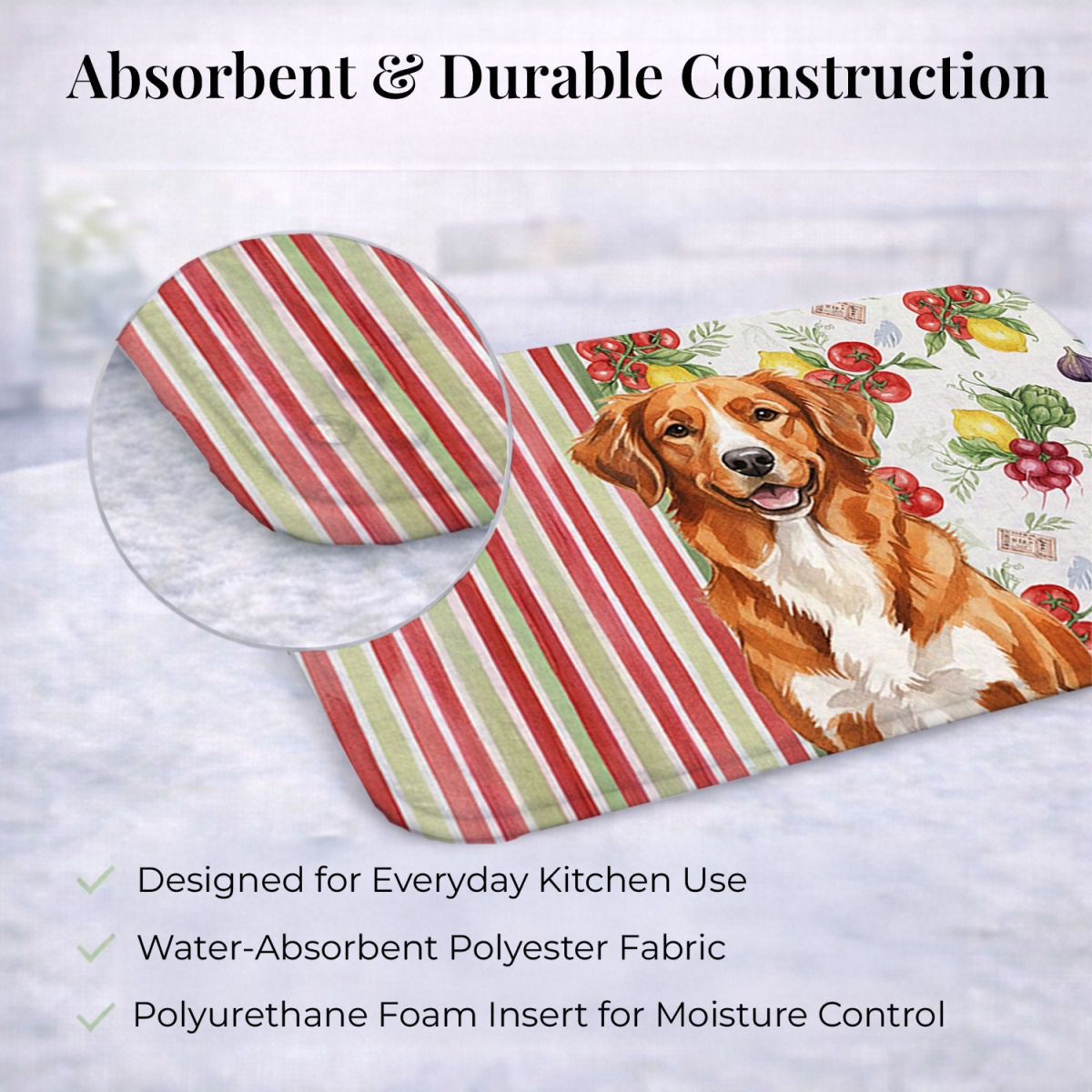 Picture of Carolines Treasures WDK8335DDM 21 x 14 in. Orange Nova Scotia Duck Tolling Retriever Vegetables Dish Drying Mat