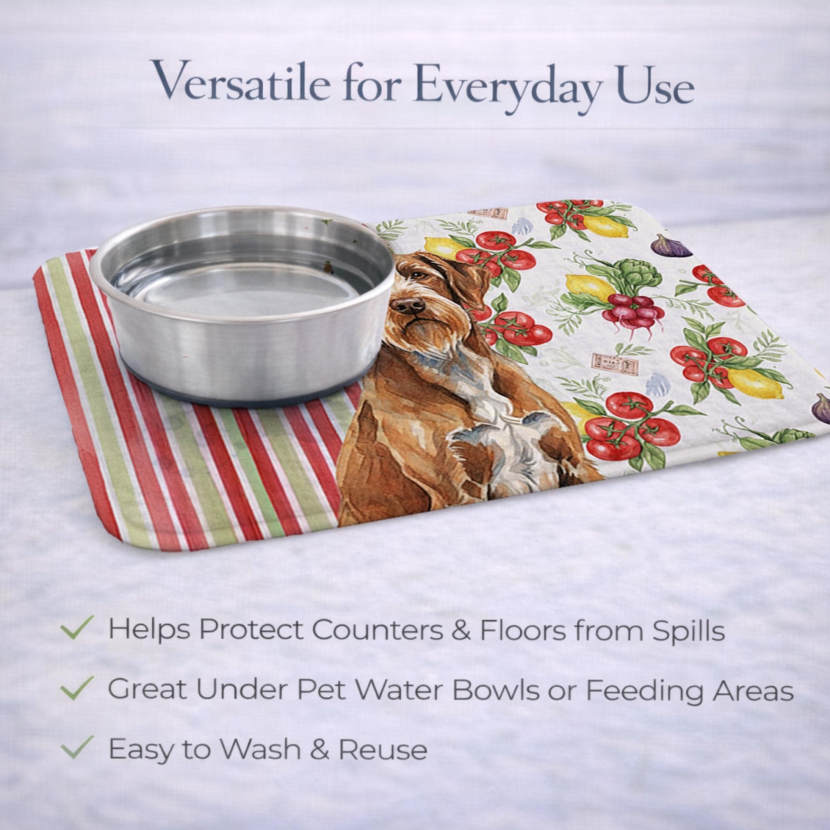Picture of Carolines Treasures WDK8458DDM 21 x 14 in. Wirehaired Pointing Griffon Vegetables Dish Drying Mat