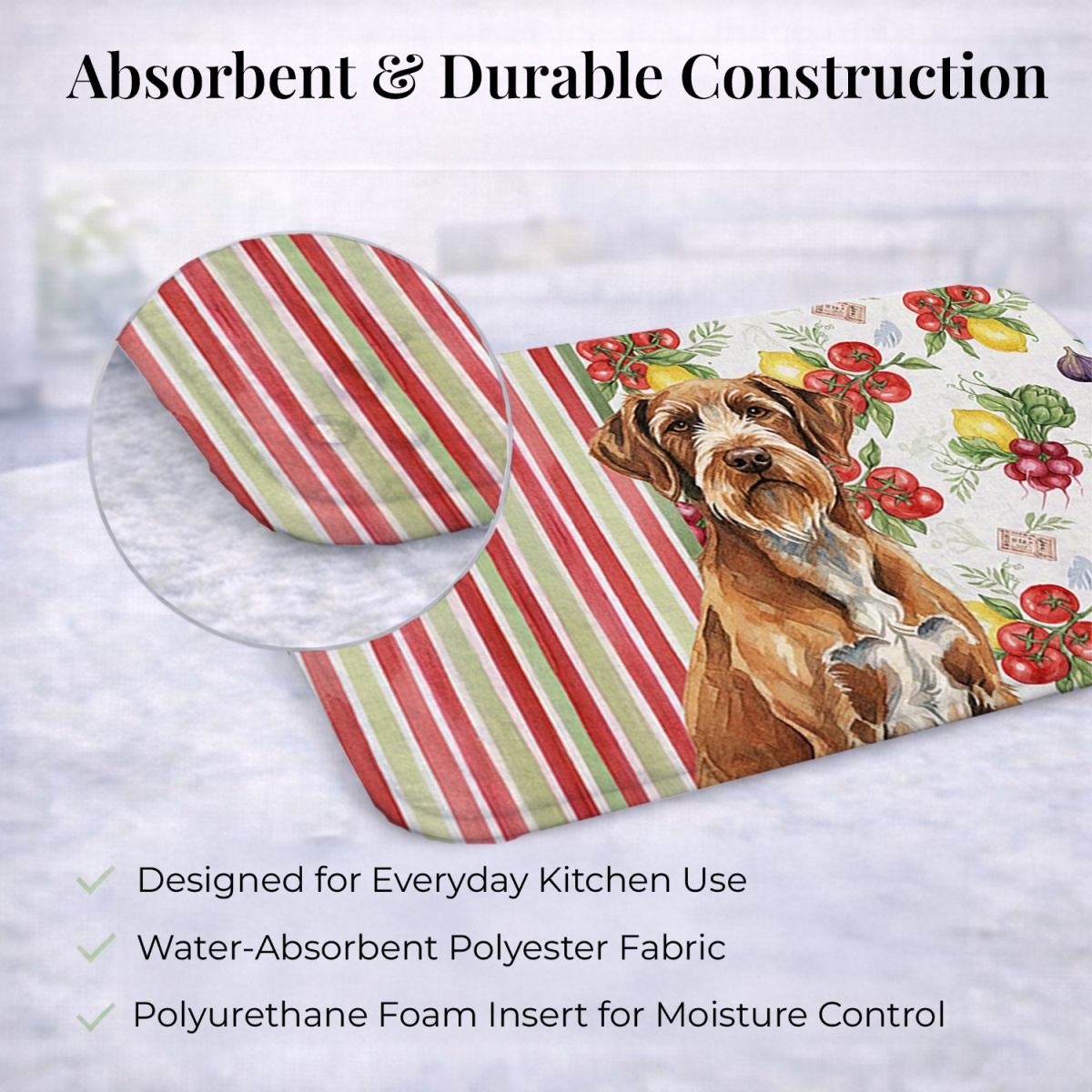 Picture of Carolines Treasures WDK8458DDM 21 x 14 in. Wirehaired Pointing Griffon Vegetables Dish Drying Mat