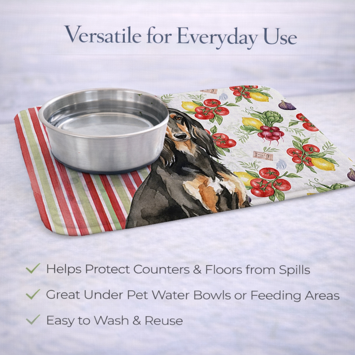 Picture of Carolines Treasures WDK8065DDM 21 x 14 in. Black & Tan Afghan Hound Vegetables Dish Drying Mat