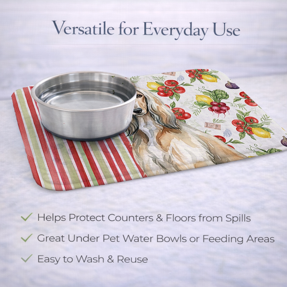 Picture of Carolines Treasures WDK8066DDM 21 x 14 in. Afghan Hound Vegetables Dish Drying Mat