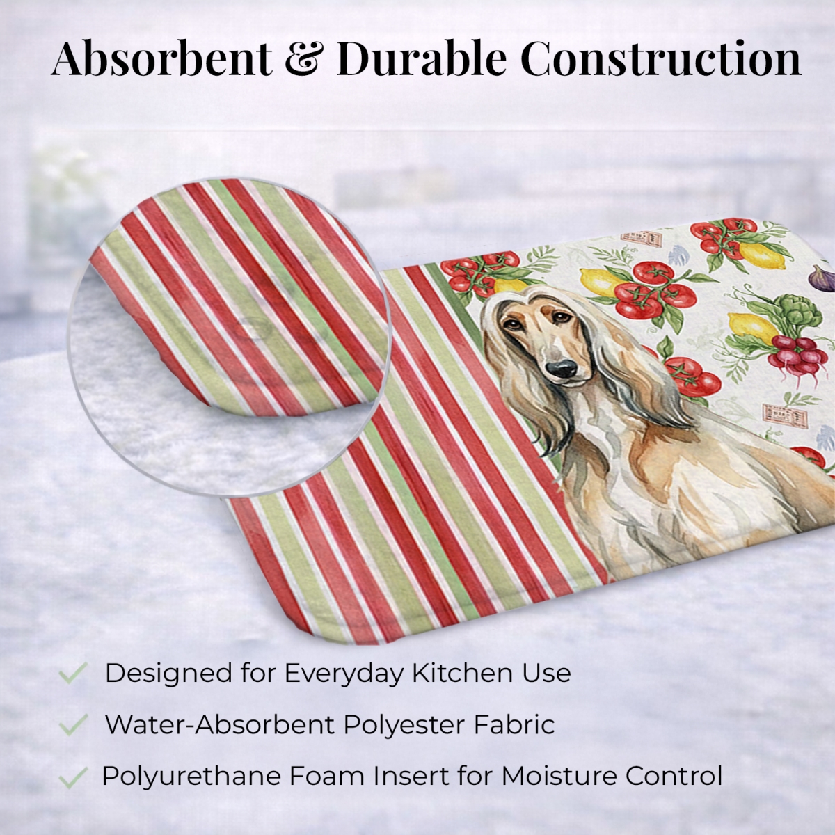 Picture of Carolines Treasures WDK8066DDM 21 x 14 in. Afghan Hound Vegetables Dish Drying Mat