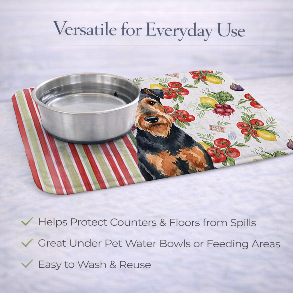 Picture of Carolines Treasures WDK8067DDM 21 x 14 in. Airedale Terrier Vegetables Dish Drying Mat