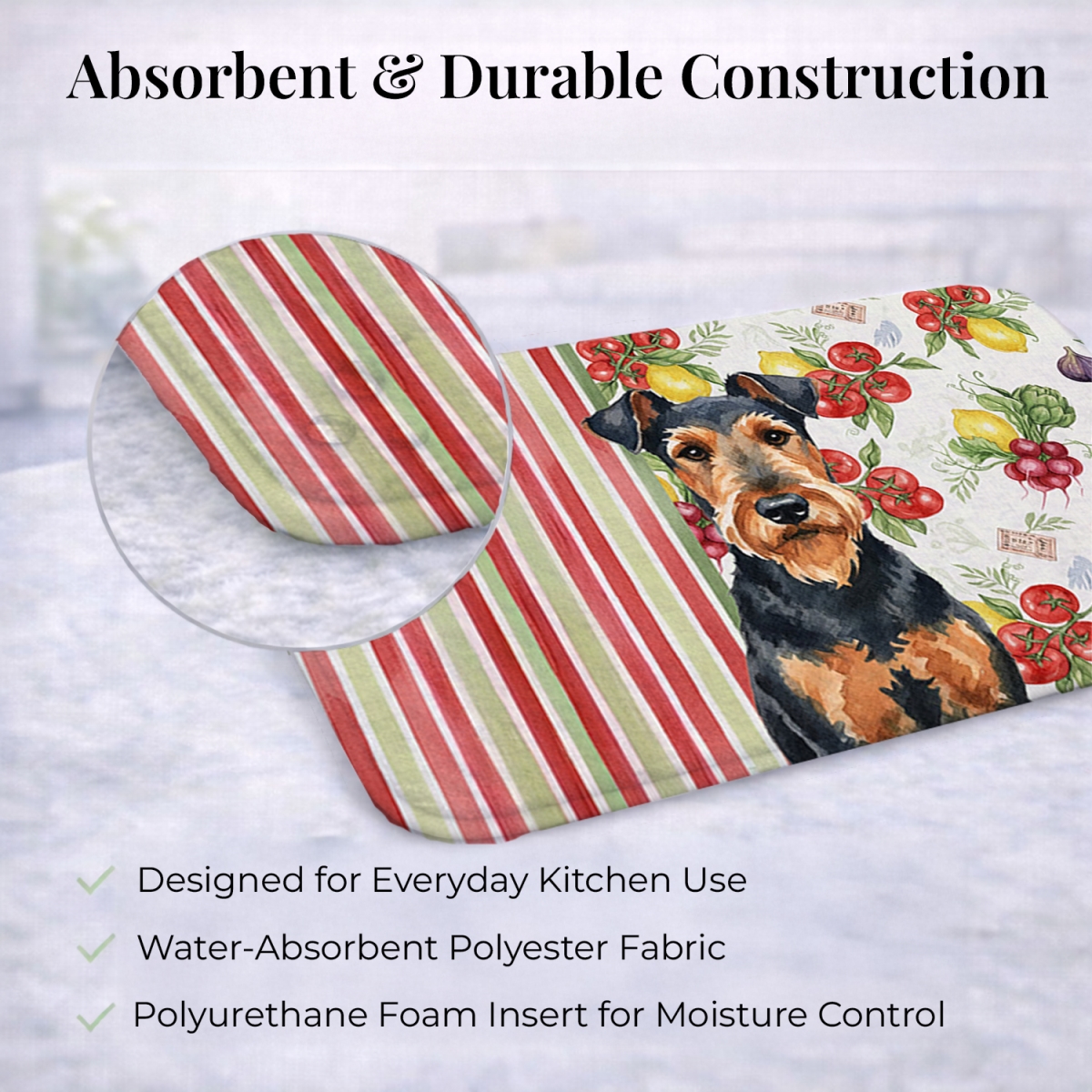 Picture of Carolines Treasures WDK8067DDM 21 x 14 in. Airedale Terrier Vegetables Dish Drying Mat