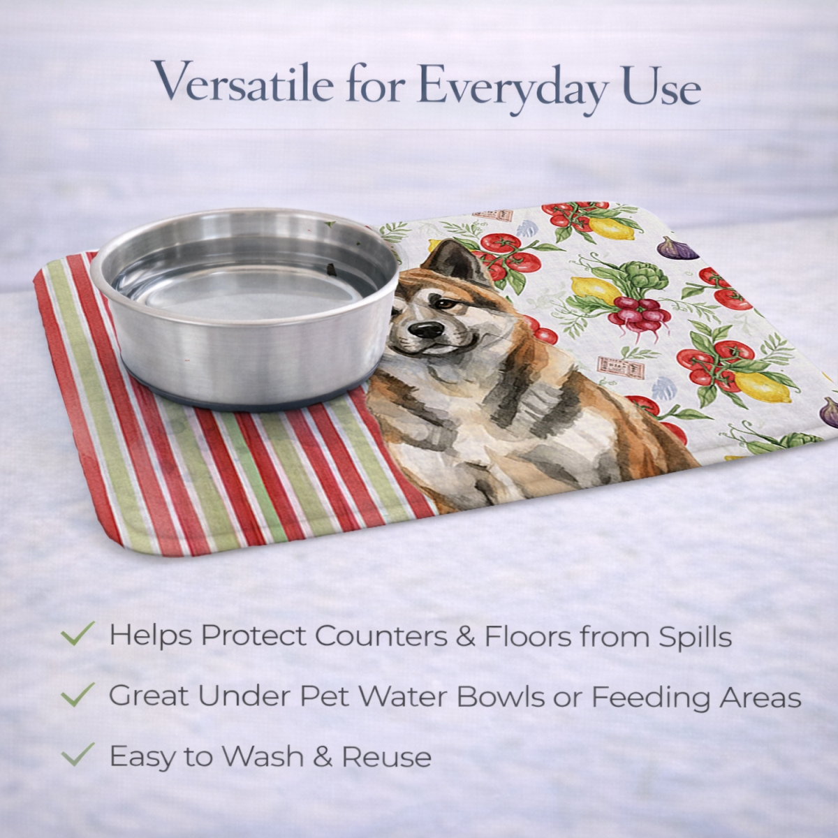 Picture of Carolines Treasures WDK8069DDM 21 x 14 in. Brindle Akita Vegetables Dish Drying Mat