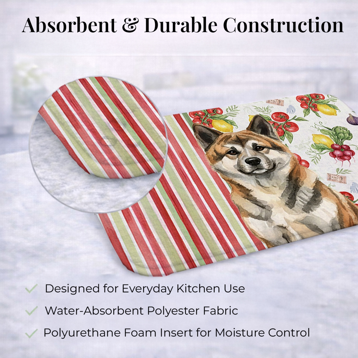 Picture of Carolines Treasures WDK8069DDM 21 x 14 in. Brindle Akita Vegetables Dish Drying Mat