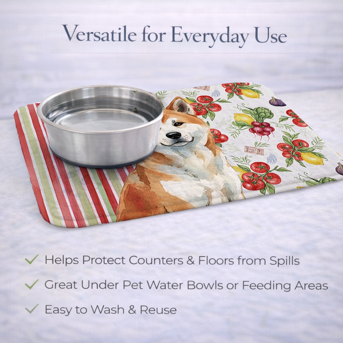 Picture of Carolines Treasures WDK8070DDM 21 x 14 in. Red Akita Vegetables Dish Drying Mat