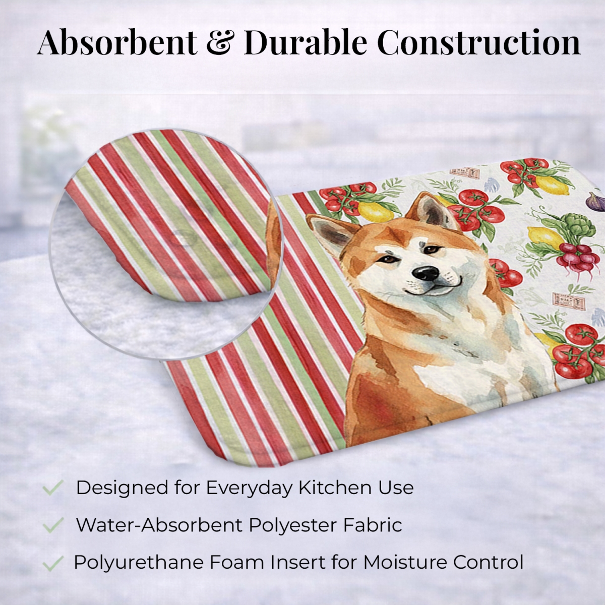 Picture of Carolines Treasures WDK8070DDM 21 x 14 in. Red Akita Vegetables Dish Drying Mat