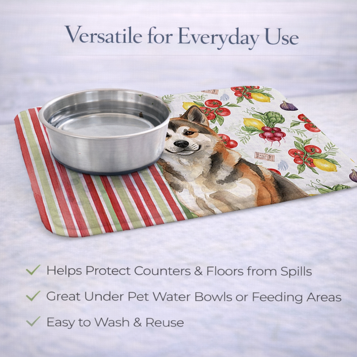 Picture of Carolines Treasures WDK8071DDM 21 x 14 in. Sesame Akita Vegetables Dish Drying Mat
