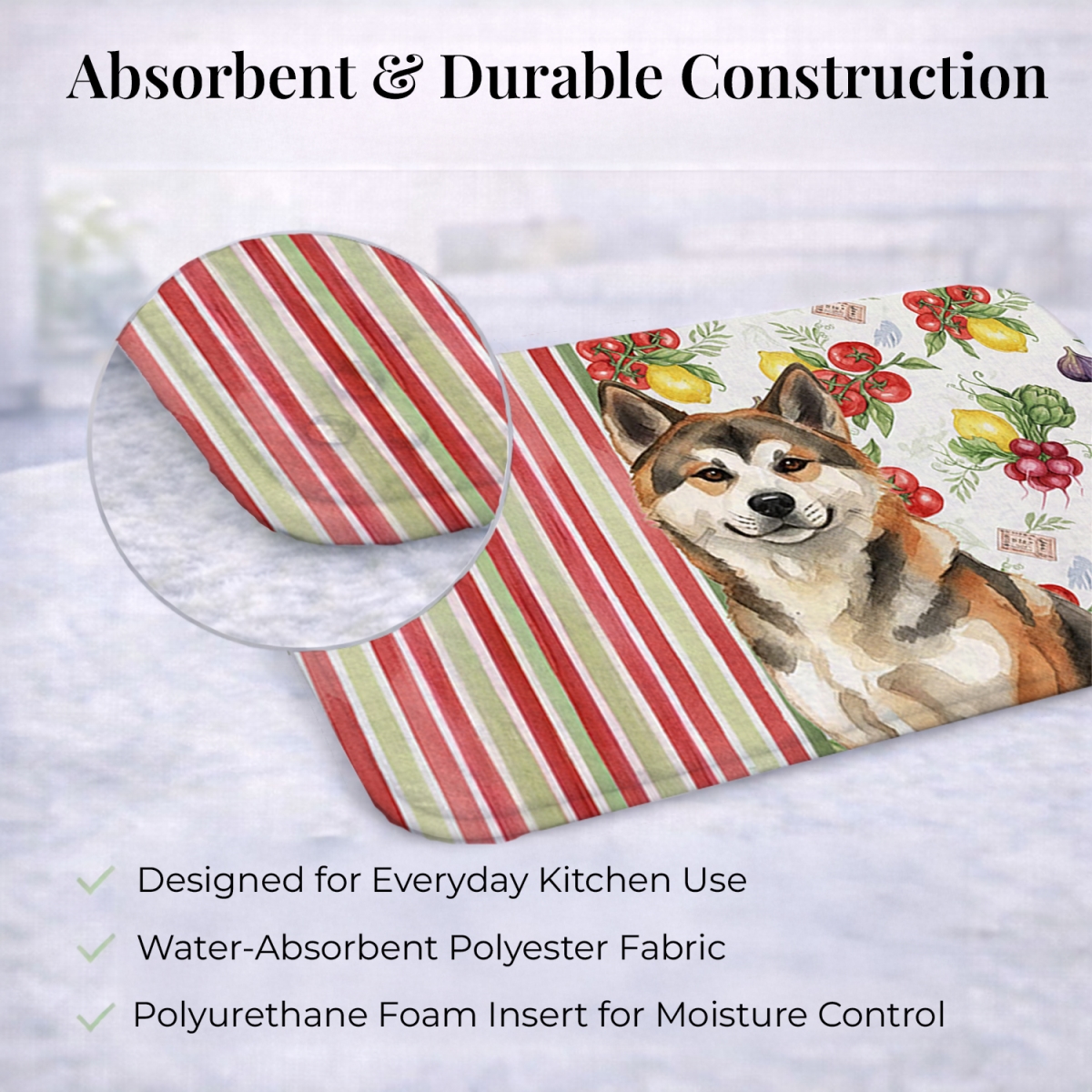 Picture of Carolines Treasures WDK8071DDM 21 x 14 in. Sesame Akita Vegetables Dish Drying Mat
