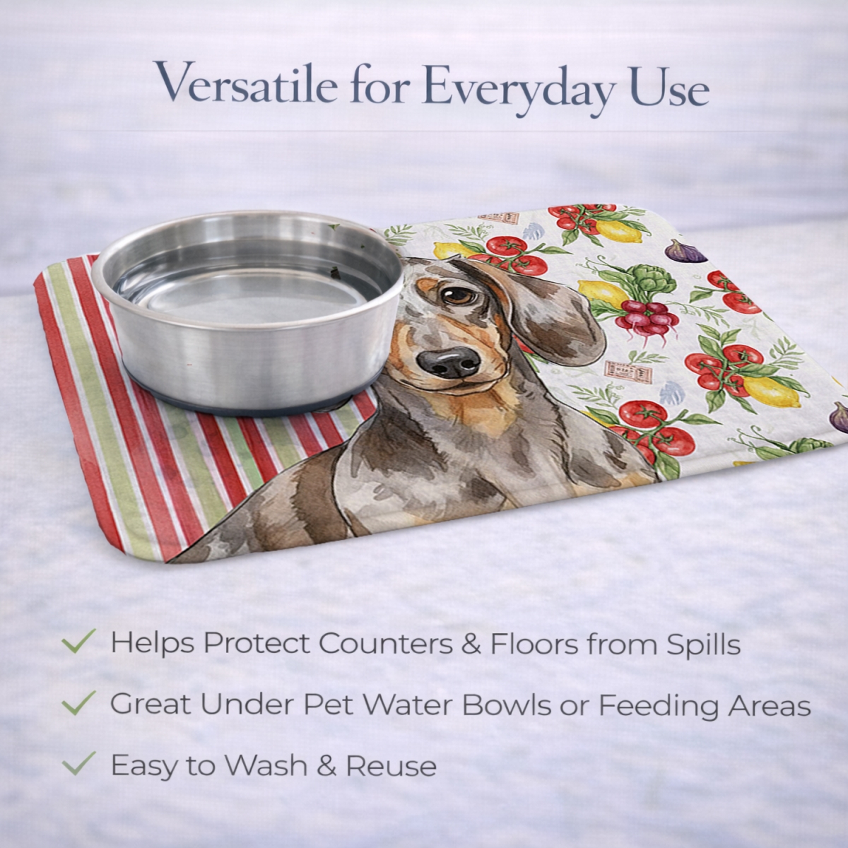 Picture of Carolines Treasures WDK8194DDM 21 x 14 in. Dapple Dachshund Vegetables Dish Drying Mat